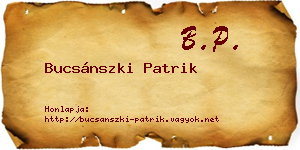 Bucsánszki Patrik névjegykártya