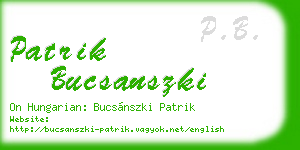 patrik bucsanszki business card